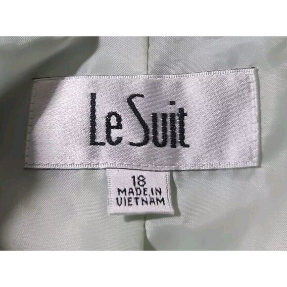 Le Suit Women Mini Dress Set Size 18 Satin Light Green Open Front Jacket 288A - Picture 6 of 9